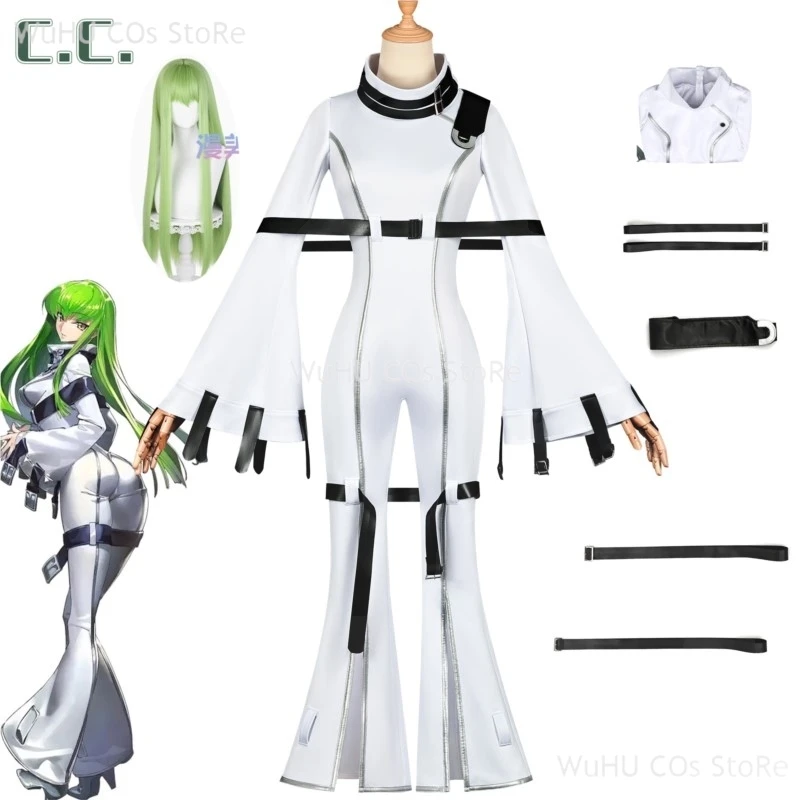 Аниме Code Geass: Hangyaku No Lelouch Костюмы для косплея C.C. Косплей Костюм Парик Белый Strait-Jacket