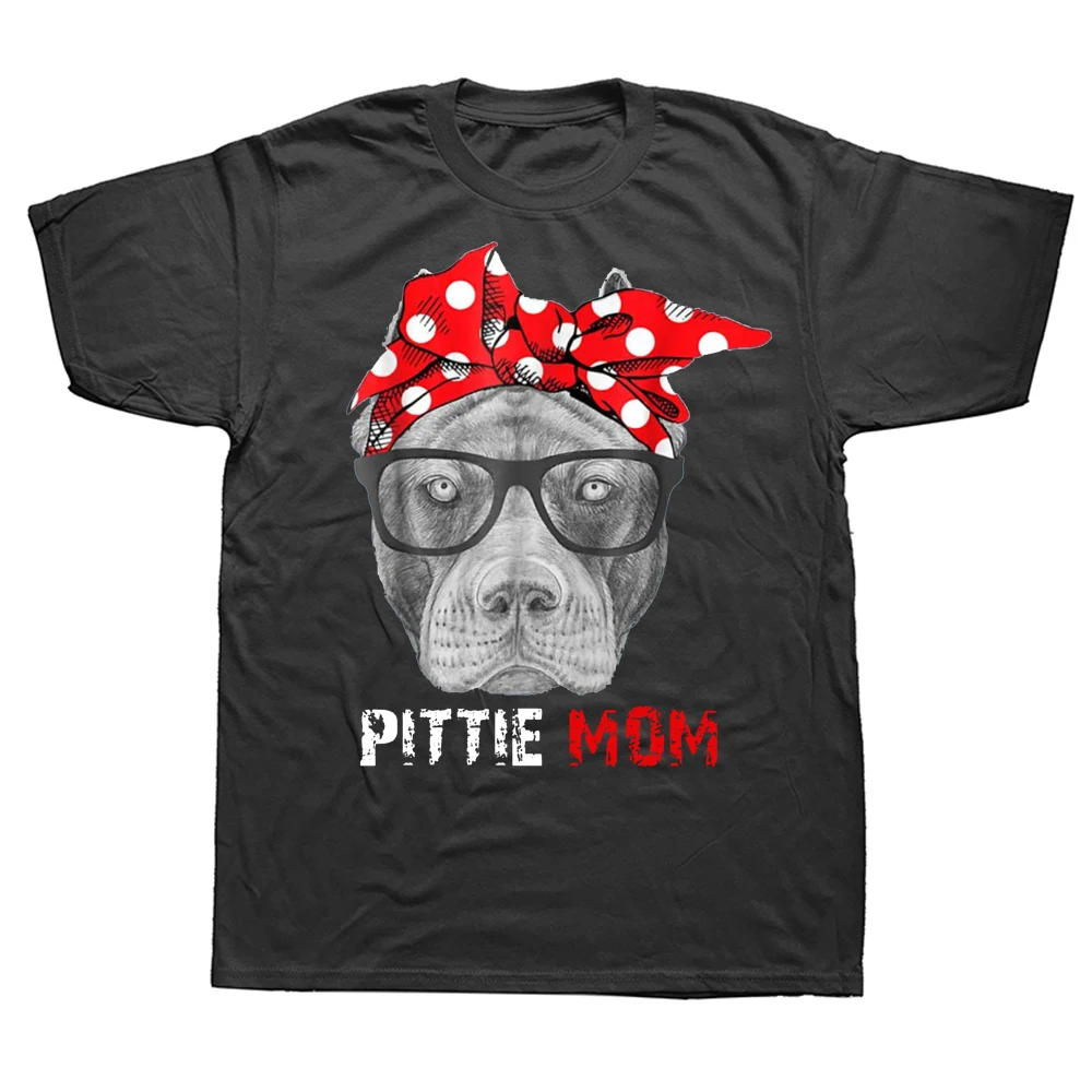 

Pittie Mom Pitbull Dog Loves-Mothers Day T Shirts Summer Style Graphic Cotton Streetwear Short Sleeve Birthday Gifts T-shirt Men