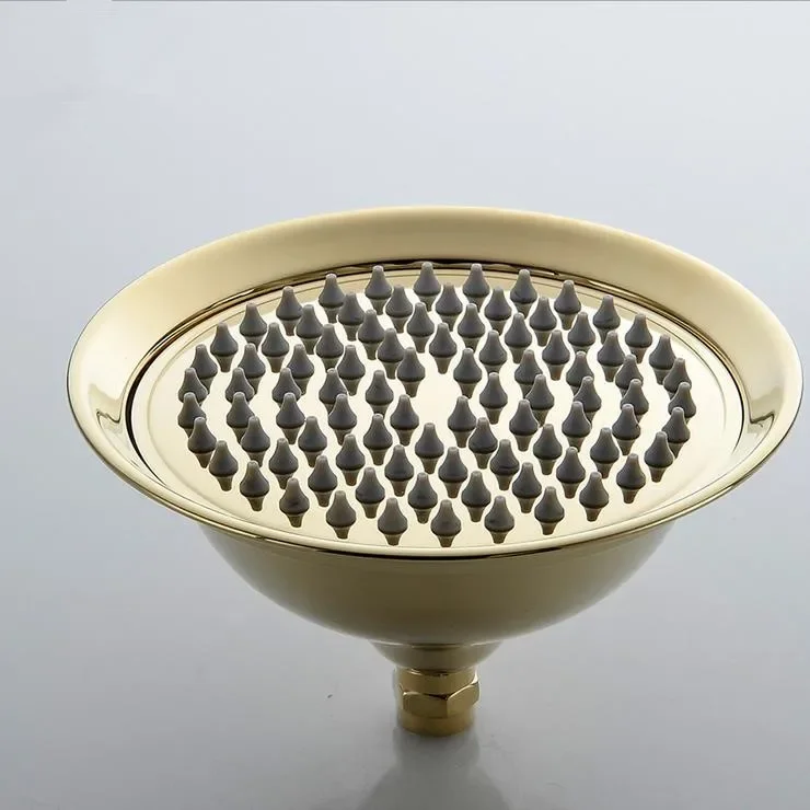 

Shower Faucets Golden Brass Wall Mout Bathroom Faucet Rainfall Shower Head Round Handheld Hot Cold Bathtub Mixer Taps