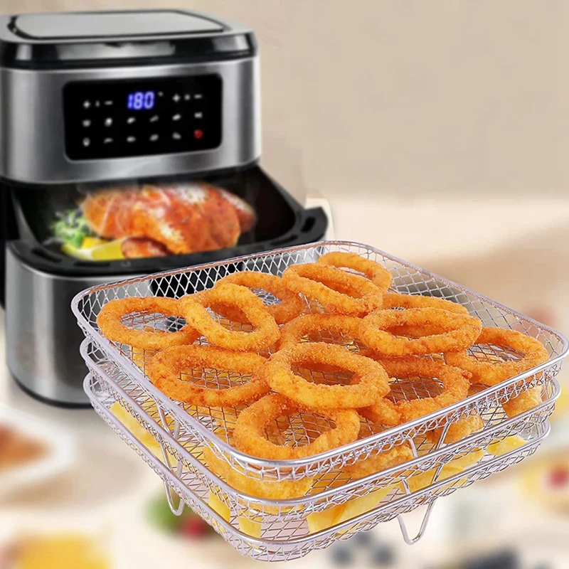 

Stainless Steel Air Fryer Pot Steamer Roasting Rack Kitchen Baking Molds Accessories Airfryer Tray Gadgets Cake Cooking Tool