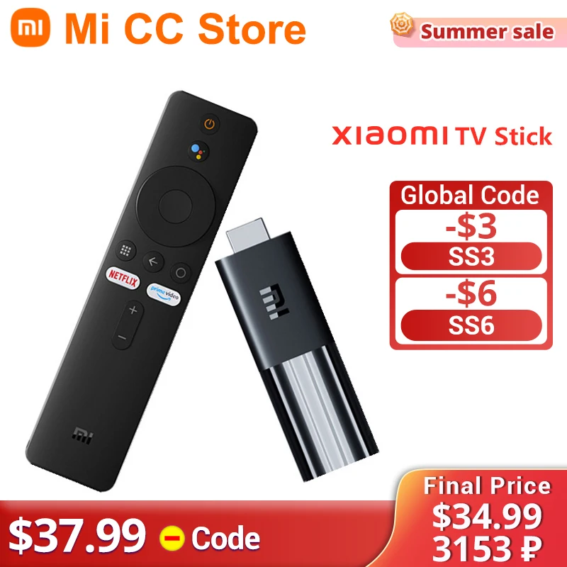 Xiaomi TV Stick 1080P Global Version HDR Android 9.0 Wifi Mi Portable TV Dongle 1GB RAM 8GB ROM Dolby DTS Surround Sound