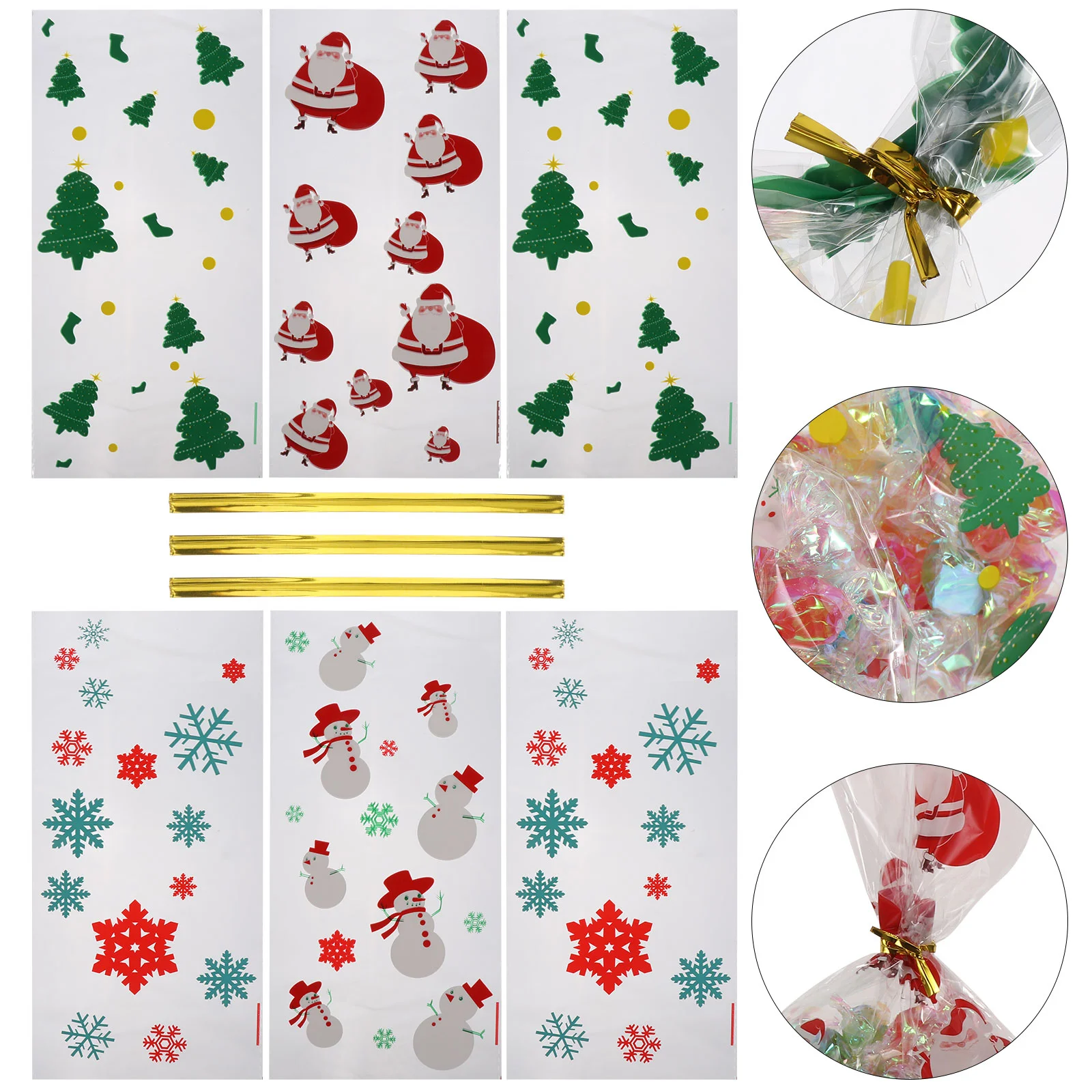 

Christmas Bags Bag Candy Partycellophane Treat Goodies Favor Wrap Snack Cookie Giving Giftflat Storage Cleartie Dessert