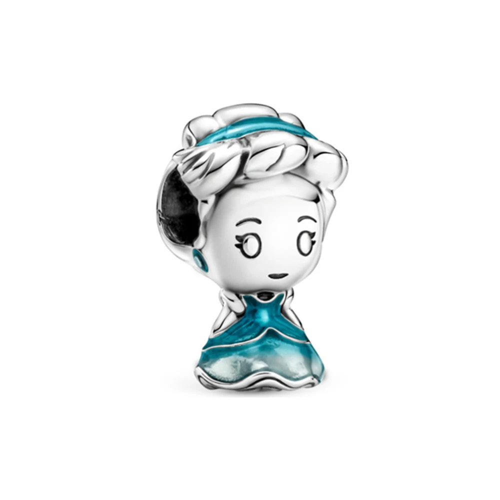 Pandora-Bracelet en argent 925 pour femme, la petite sirène Ariel,Aladdin Jasmine, Cendrillon, breloque raiponce LED plus riche, cadeau bricolage