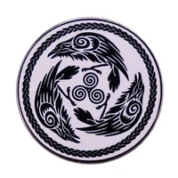 three crows mix viking art jewelry gift pin wrap garfashionable creative cartoon brooch lovely enamel badge clothing accessories