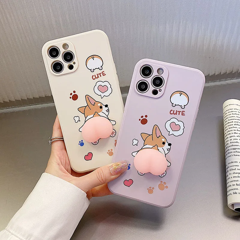 

Phone Case For Xiaomi Poco X2 X3 GT NFC C31 F3 M2 M3 M4 Mi 10 10i 10s 10T Lite 12 Pro 12X Cartoon Peach Corgi Dog Buttocks Cover