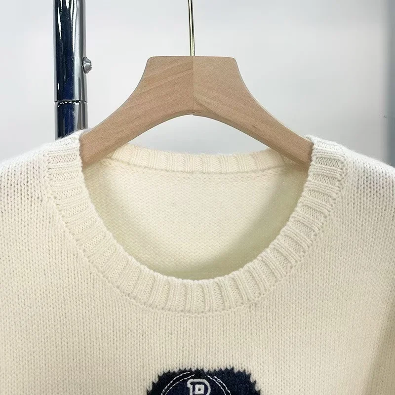 2024 новый пуловер с круглым вырезом мультяшный вышитый плюшевый мишка