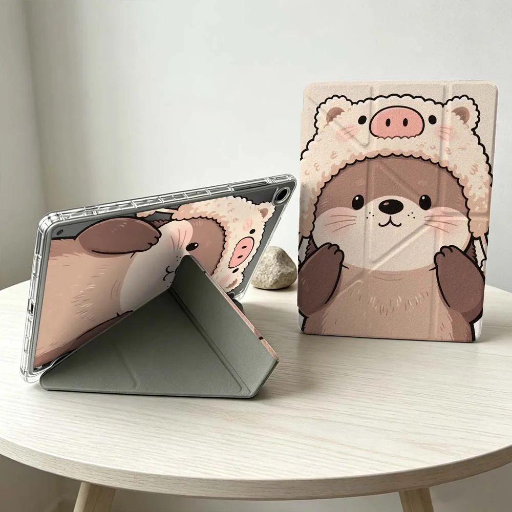 Фото Мягкий складной чехол для планшетов Samsung Galaxy Tab S10 S9 S8 S7 S6 A11 A10 A9 FE Plus Lite Foldable 3Y с мультяшным изображением морской выдры №3