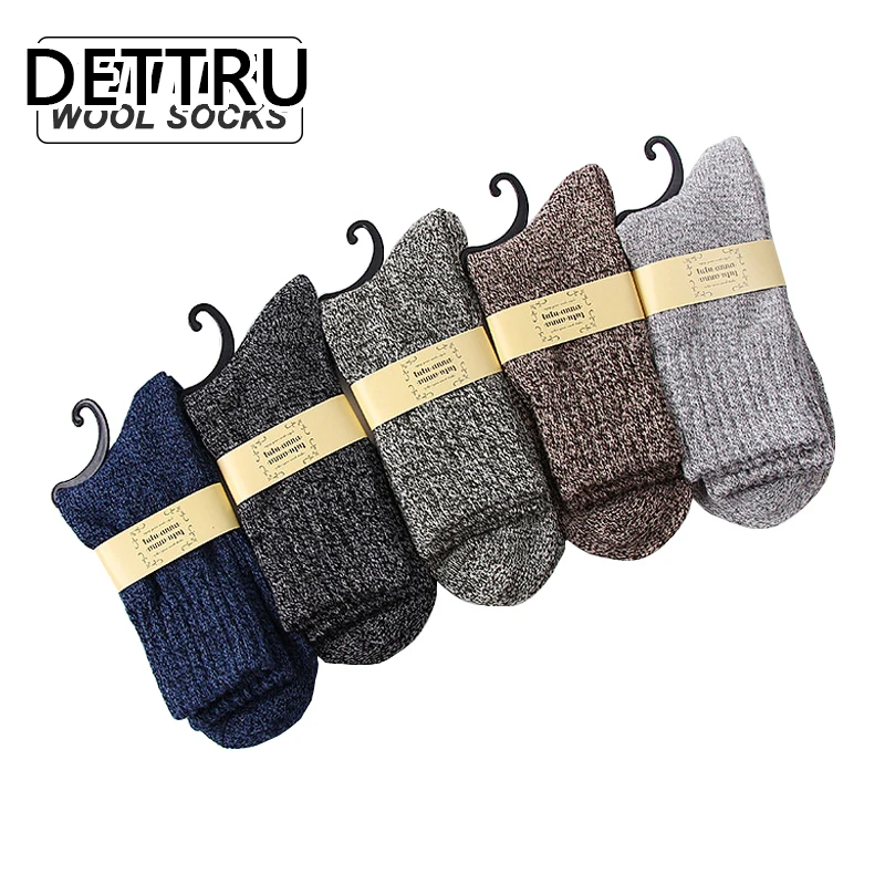 

New Men Wool Socks Stripe Casual Calcetines Hombre Thick Cotton Socks Winter Warm Socks Male High Quality 5 Pair/Lot