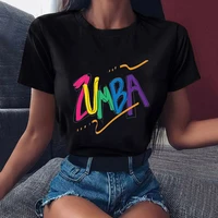 2022 slim watercolor dance fitness tshirt female graphic tees women female short sleeve casual black t shirt zumba t shirt tops