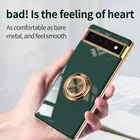 Роскошный мягкий силиконовый чехол-подставка с металлическим кольцом для телефона Google Pixel 6A 5A