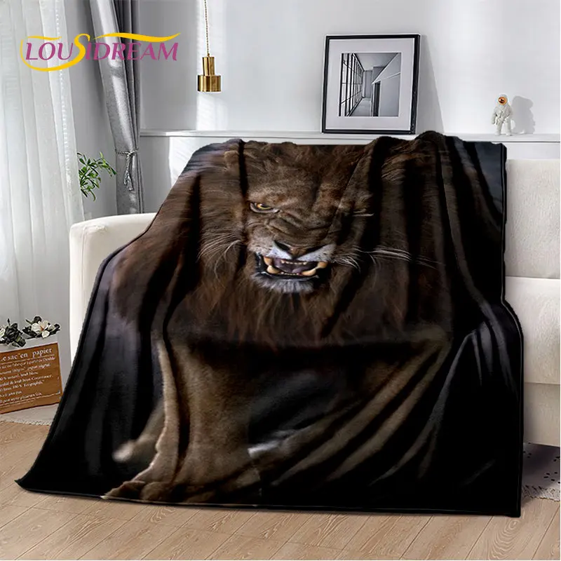 

3D Beast Lion Cartoon Animal Soft Plush Blanket,Flannel Blanket Throw Blanket for Living Room Bedroom Bed Sofa Hiking Cover Kids