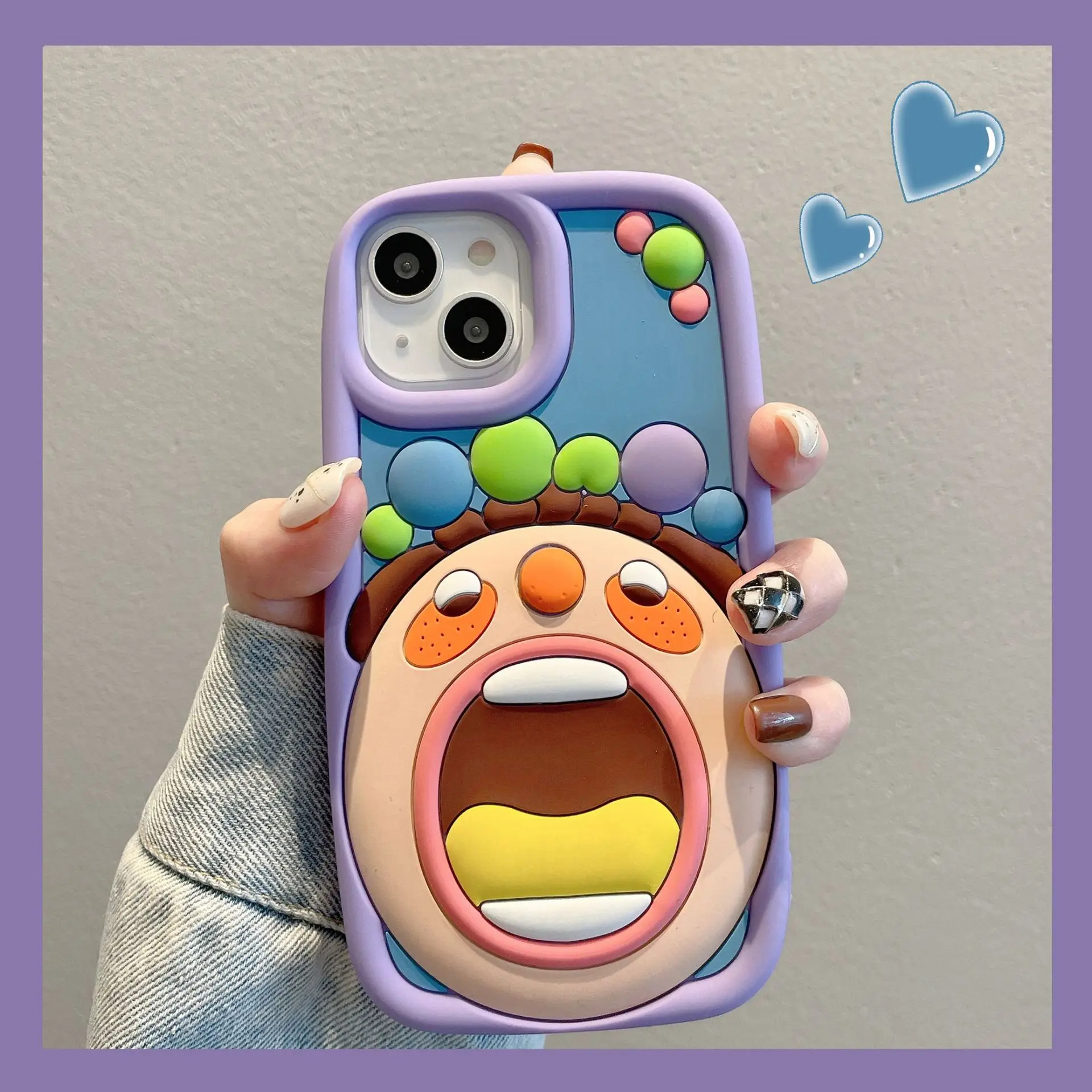 3D Cute CartoonBig mouth Boy Case For iPhone 11 12 13 14 Pro Max Mini Soft Silicone Cover