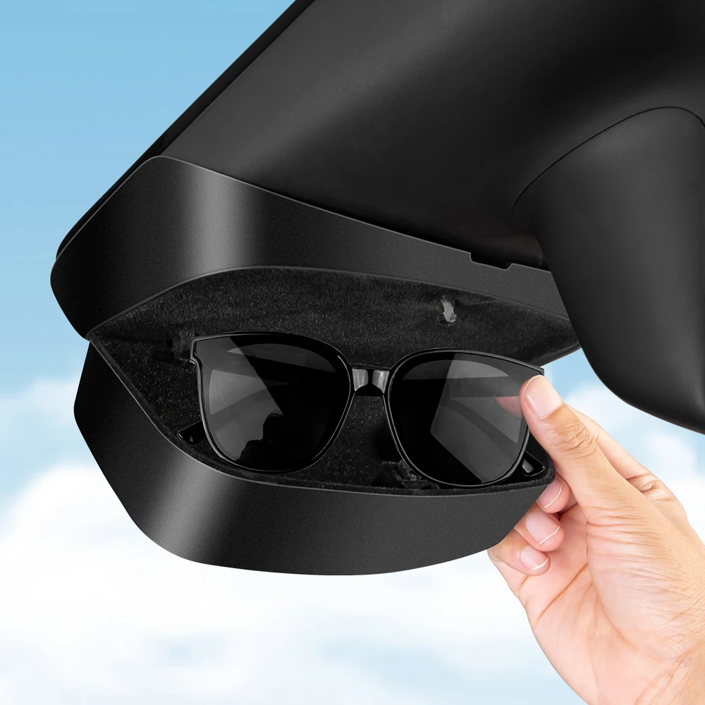 

Upgraded Car Glasses Holder Case Sunglasses Storage Box for Tesla Model 3 Y Silence Flocked Organizer Auto Interior Accessories