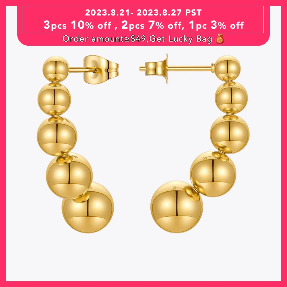 

ENFASHION Piercing 5 Balls Earrings For Women Gold Color Drop Earring Stainless Steel Fashion Kewelry Christmas Kolczyki E211331