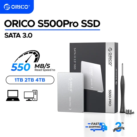 ORICO SATA III SSD 2,5-дюймовый внутренний твердотельный накопитель, алюминиевый NAND, 1 ТБ, 4 ТБ, до 550 МБ/с для обновления ПК, ноутбуков, настольных компьютеров S500PRO