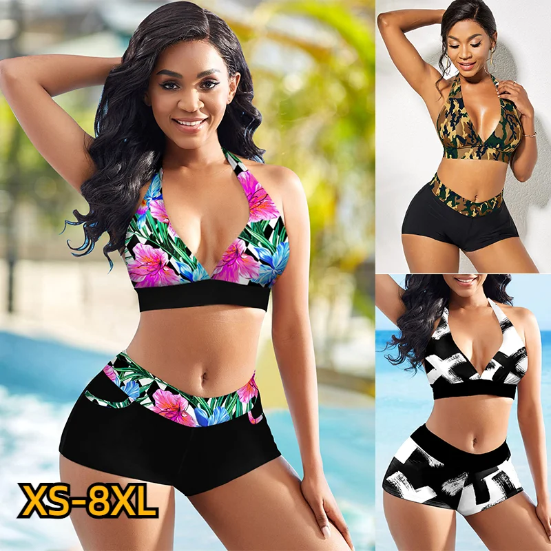 

2023 женские Танкини с высокой талией, Летний Новый дизайн, купальники с принтом, купальник, бикини, купальный костюм, комплект из двух предметов, женский пляжный костюм