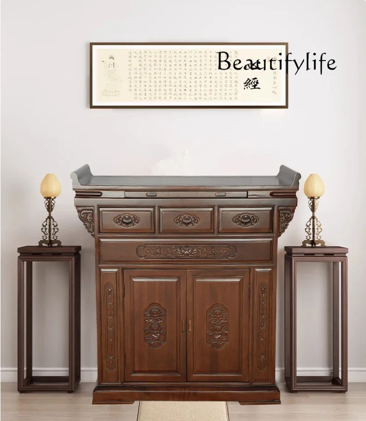 Храм Будды в китайском стиле алтарь из цельного дерева курильница стол шкаф ниша