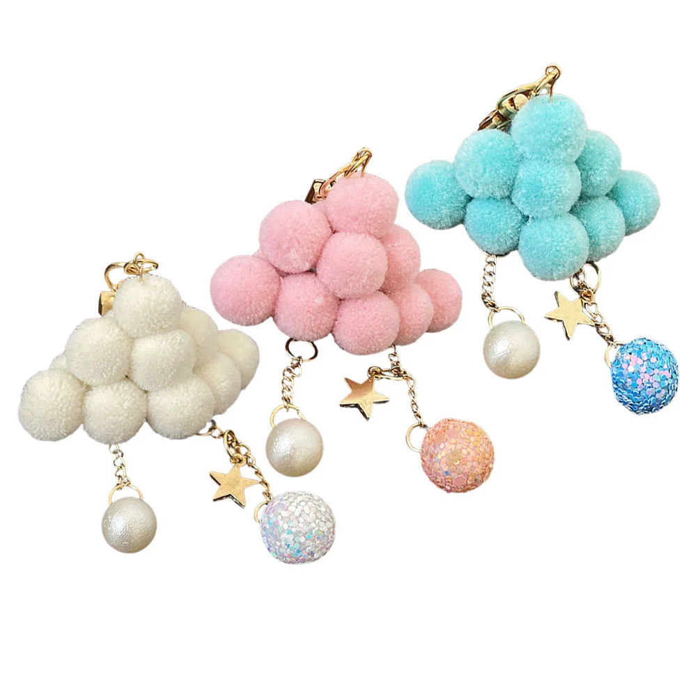 

3 Pcs Props Key Chains Car Keys Girls Keychain Cute Hanging Pendant Ornament Lovely Plush Decorative