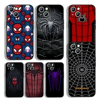 marvel spiderman logo for apple iphone 13 12 11 mini 8 7 6s 6 xs xr x 5 5s se 2020 pro max plus black phone case capa