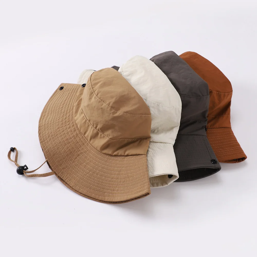 Enlarge New Unisex Cotton Bucket Hats Women Summer Sunscreen Panama Hat Men Pure Color Sunbonnet Fedoras Outdoor Fisherman Hat Beach Cap
