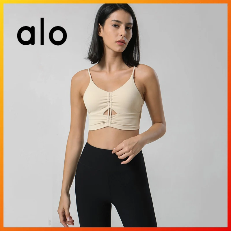 

Alo Yoga Summer Women's Sports Crop Top Fitness Sports Bra Gym Running Vest Ladies Underwear Sports Top Hollow Breathable New