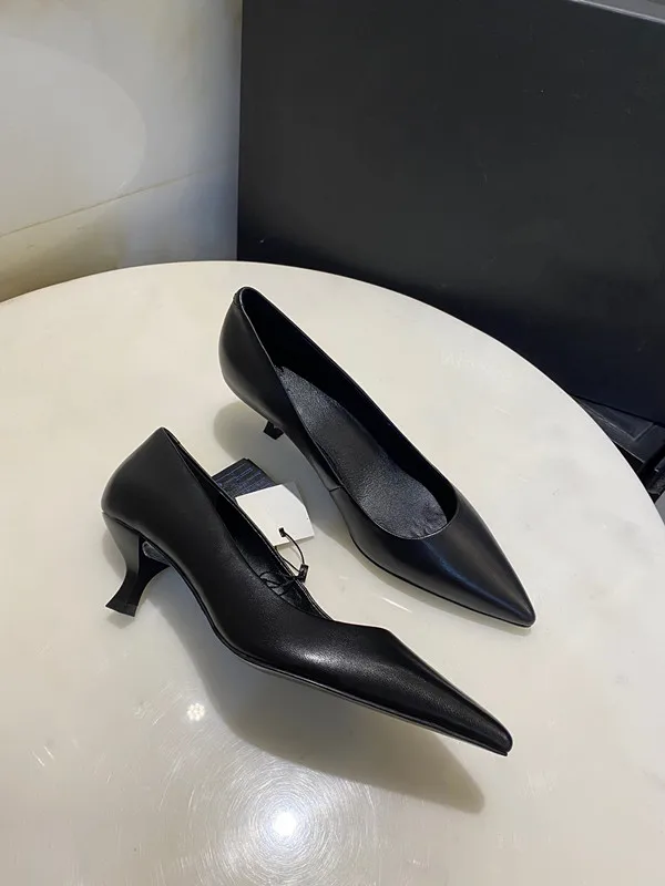 Maxdutti  Shoes Women Fashion Heel Shoes Women England Style Office Lady Simple Sheep Soft Casual Cusp High-Heeled