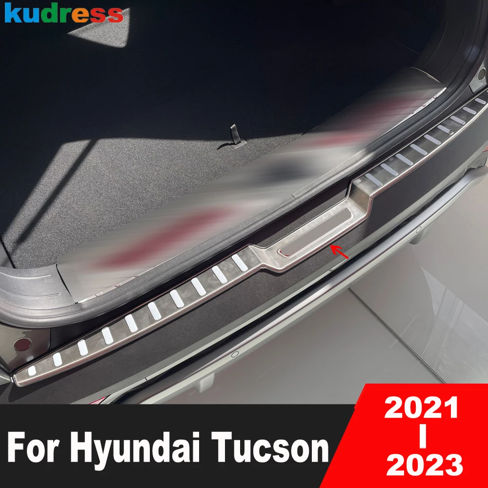 

Для Hyundai Tucson NX4 2021 2022 2023 накладка на задний бампер из нержавеющей стали, накладка на заднюю дверь, Накладка на порог, защитные накладки, автомобильные аксессуары