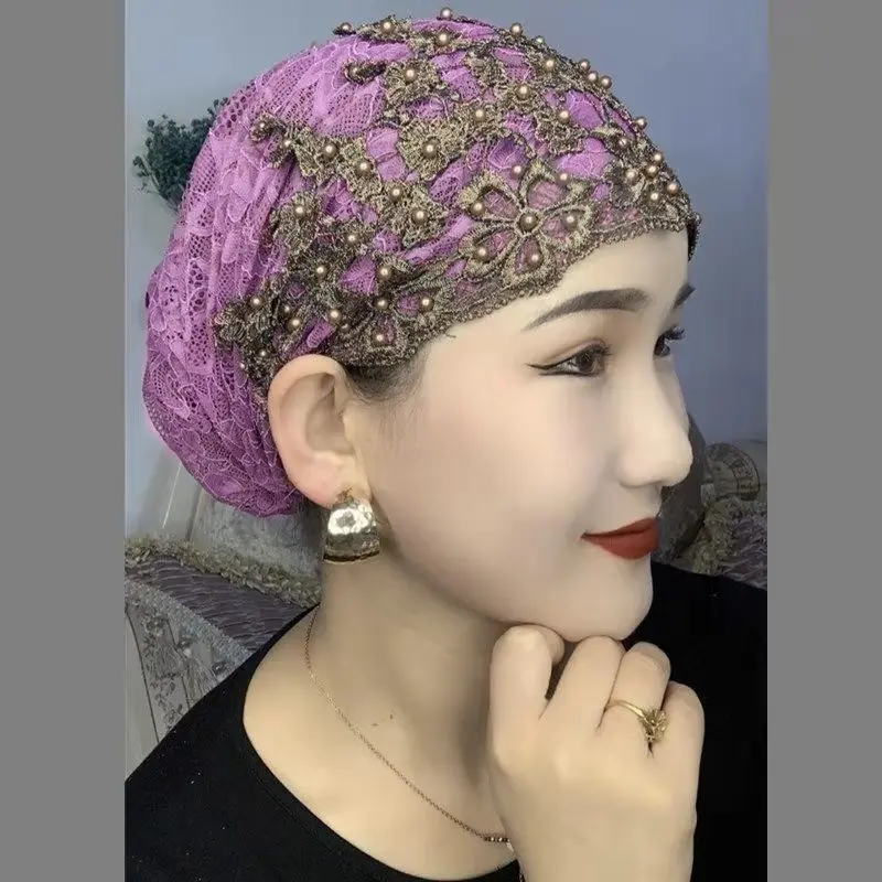 Женский тюрбан с вышивкой модная шапка бисером мусульманский головной платок