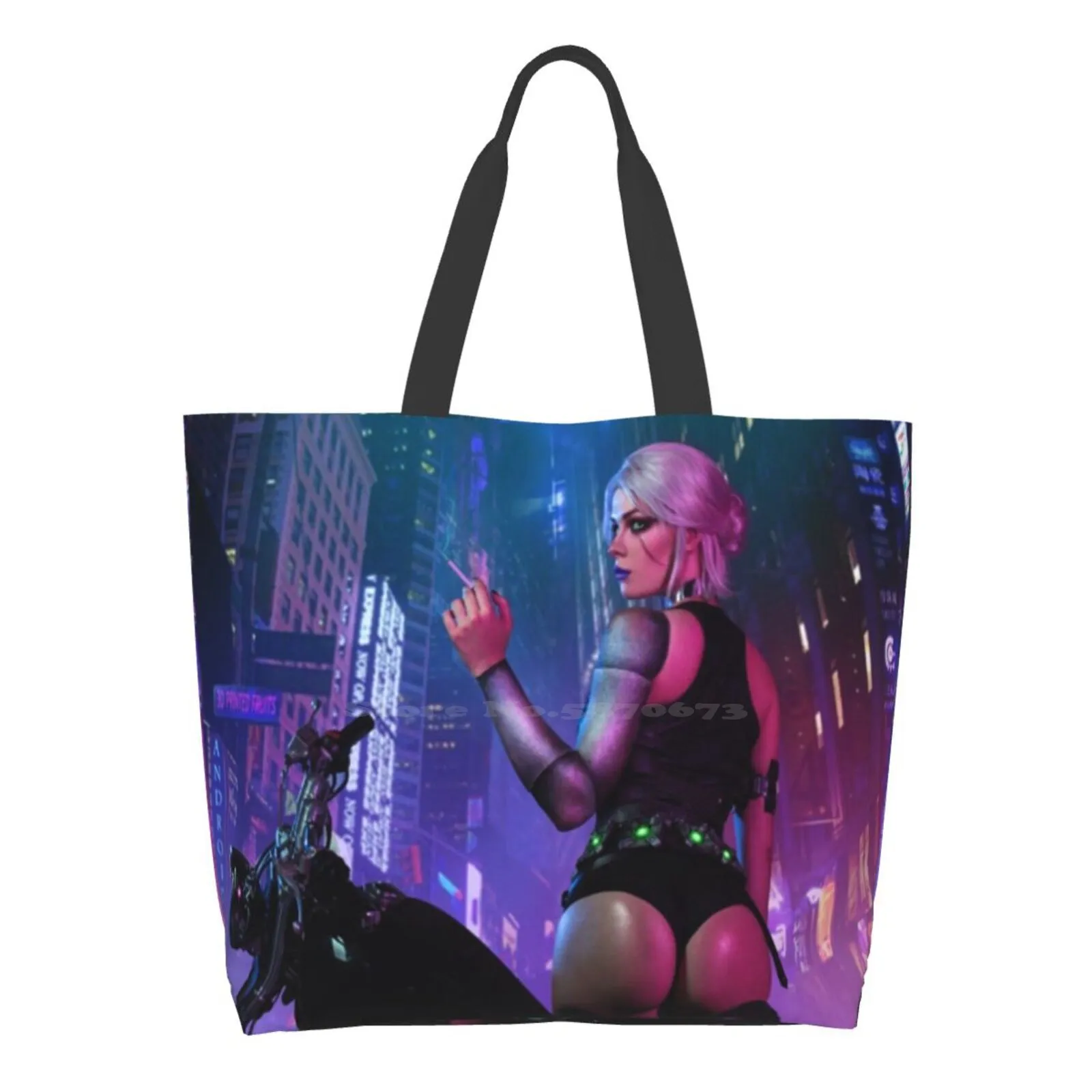 

2077 Blond Sexy Girl High Quality Large Size Tote Bag 2077 2077 Punk Steam Steam Punk Cd Projekt Red 2020 Keanu Keanu Reeves