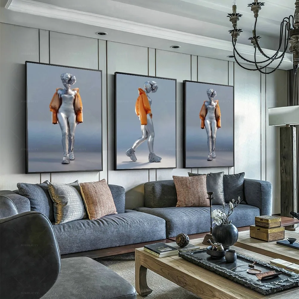 

Модели Forbeauty и оранжевые куртки, цифровая печать распылением, Картина на холсте для декора ресторанов