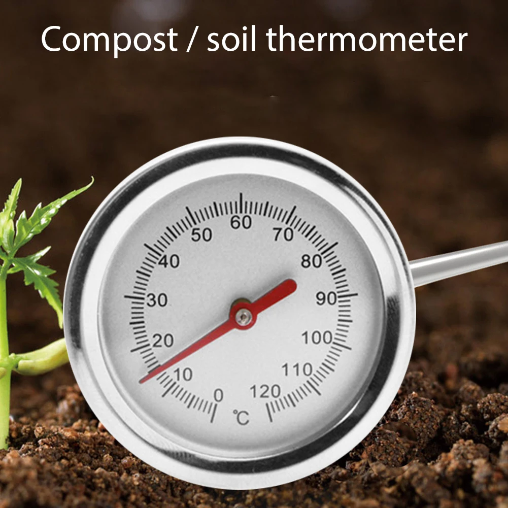 

50cm Compost Soil Tester Meter Measuring Probe Premium Stainless Steel Compost Soil Thermometer Garden Backyard 0-120 Celsius