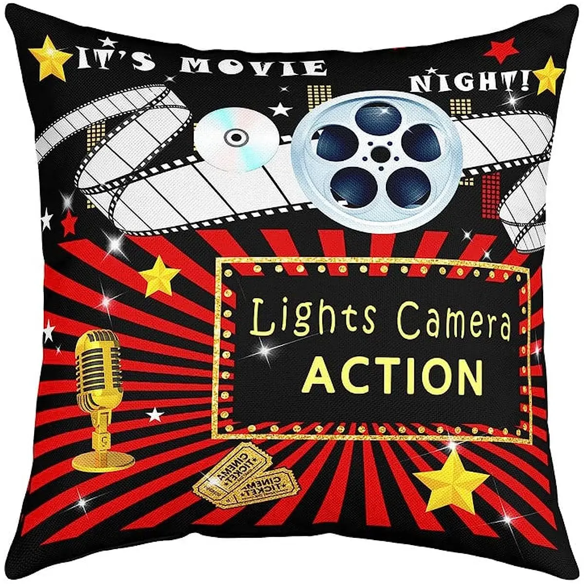 

Throw Pillow Cover Cinema Home Decoration Retro Cinema Square Cushion Cover