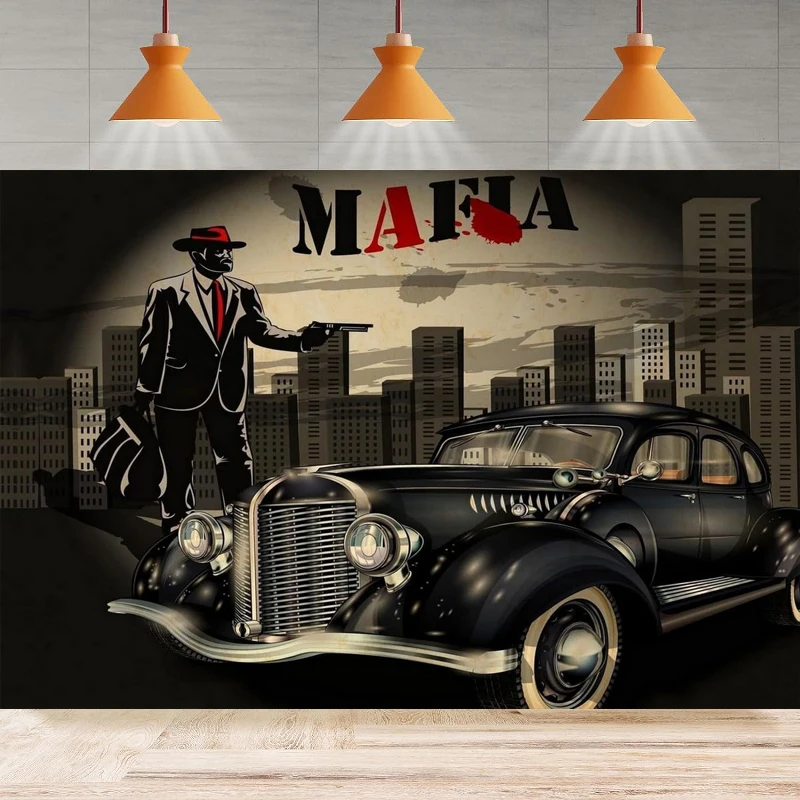 Фон для фотосъемки 1920-х 30 40-х годов гангстерский пистолет старый автомобиль