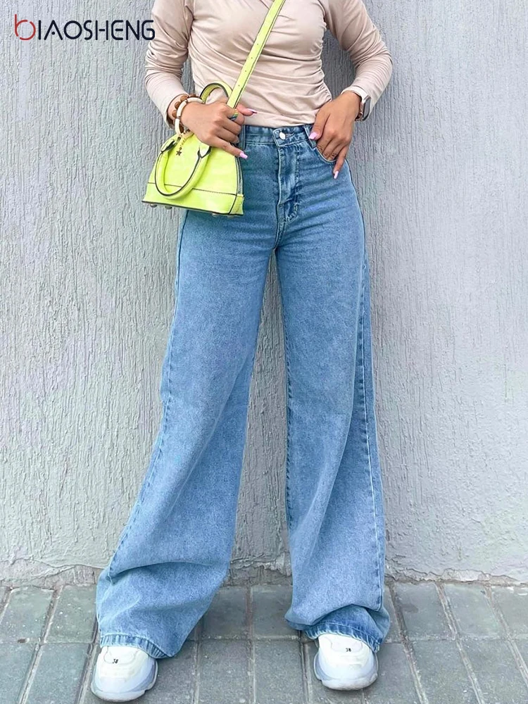 

Baggy Wide Leg Jeans Women High Waist Loose YKK Zipper Straight Denim Pants Casual Loose Trousers Classic Boyfriend Streetwear