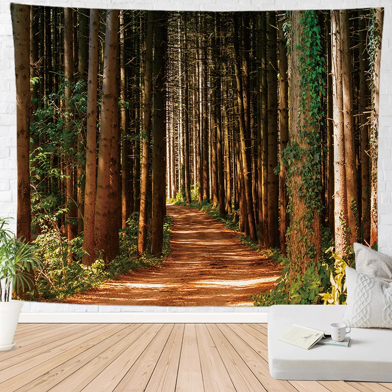 Красивый большой гобелен с рисунком природного леса дешевый хиппи настенный