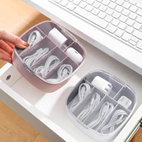 cable storage box with lid compartment organizer case holder boxes for desk stationery dustproof data charging line storage box