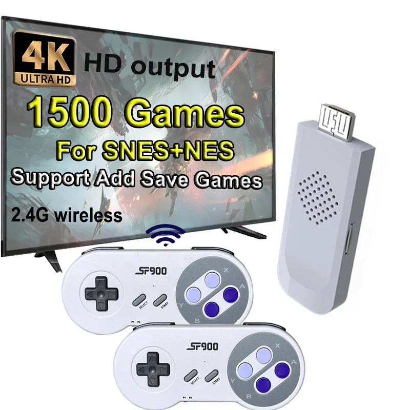 2. Consola De Videojuegos Retro SF900 HD con 1500 juegos para SNES, mando inalámbrico De 16 bits para NES