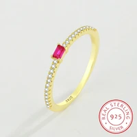2022 new exquisite 18k gold ruby pink ring for women single row diamond crystal genuine s925 silver anniversary gift jewelry