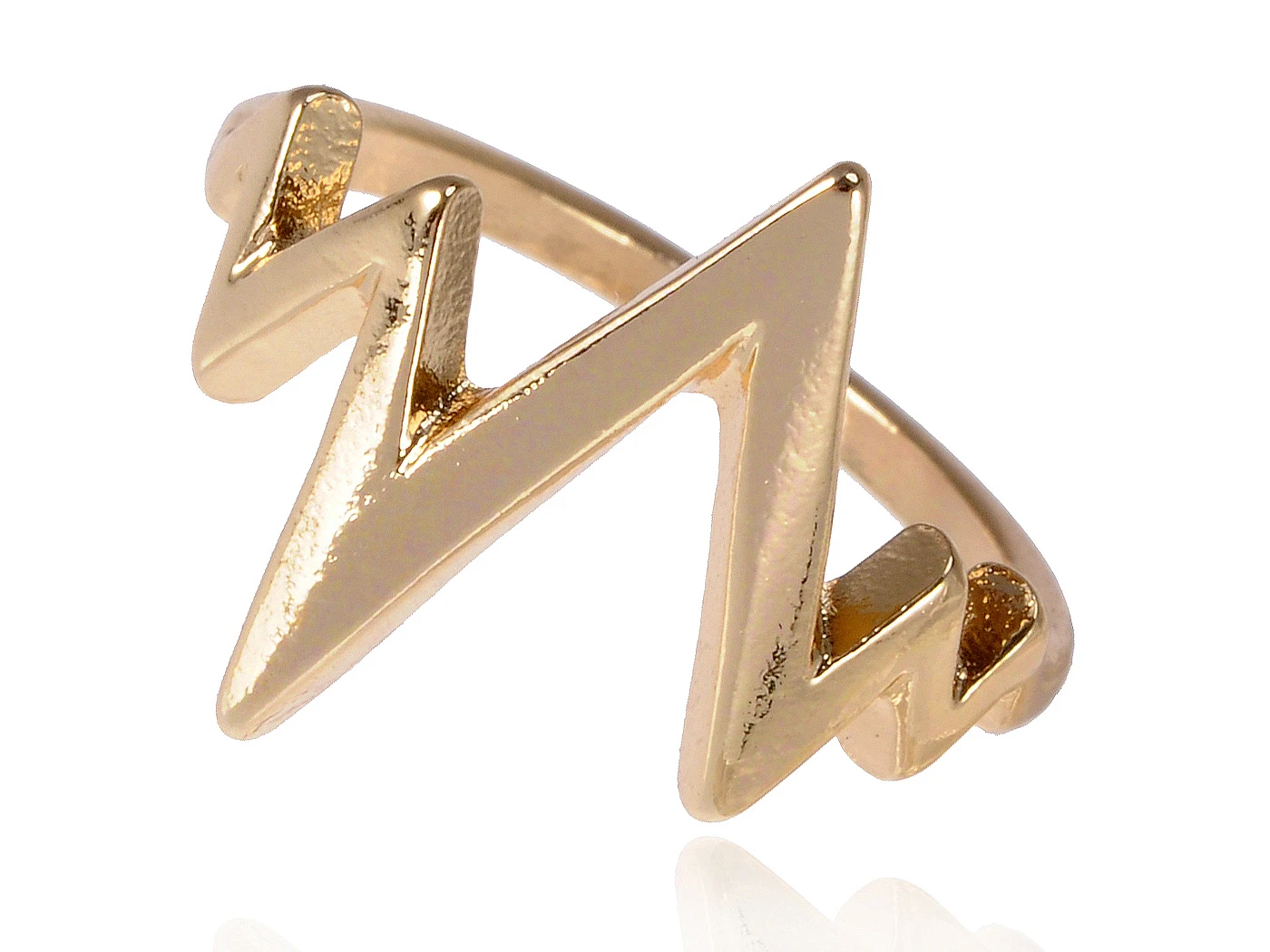 

Golden Metal Tone Lifeline Heart Beat Pattern Fashion Ring For Women Gift