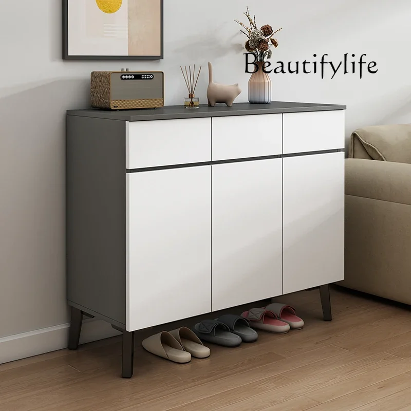 Легкий роскошный шкаф для обуви из цельного дерева каменной плиты Современный