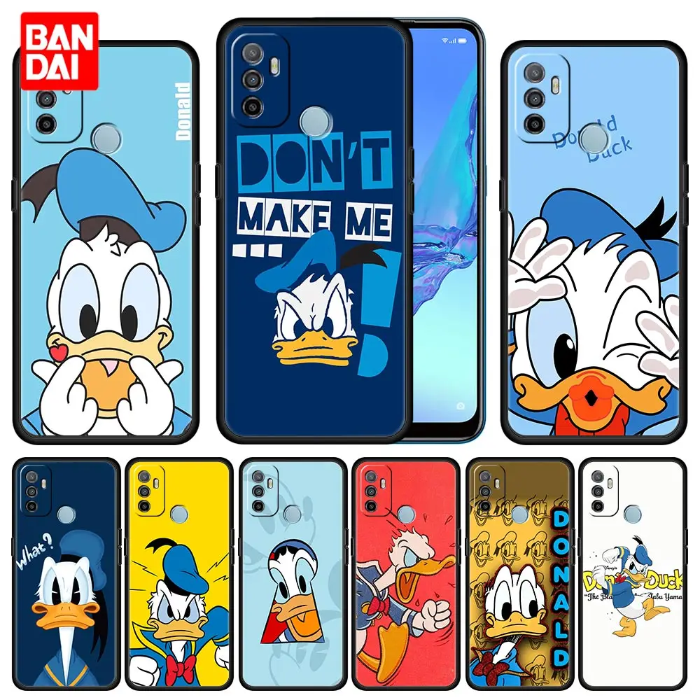 

Donald Duck Case for Oppo A53 A52 A3s A5s A9 A15 A31 A54 A74 A93 A94 F19 Pro 4G 2020 Black Silicone Capinha Funda Capa Cover
