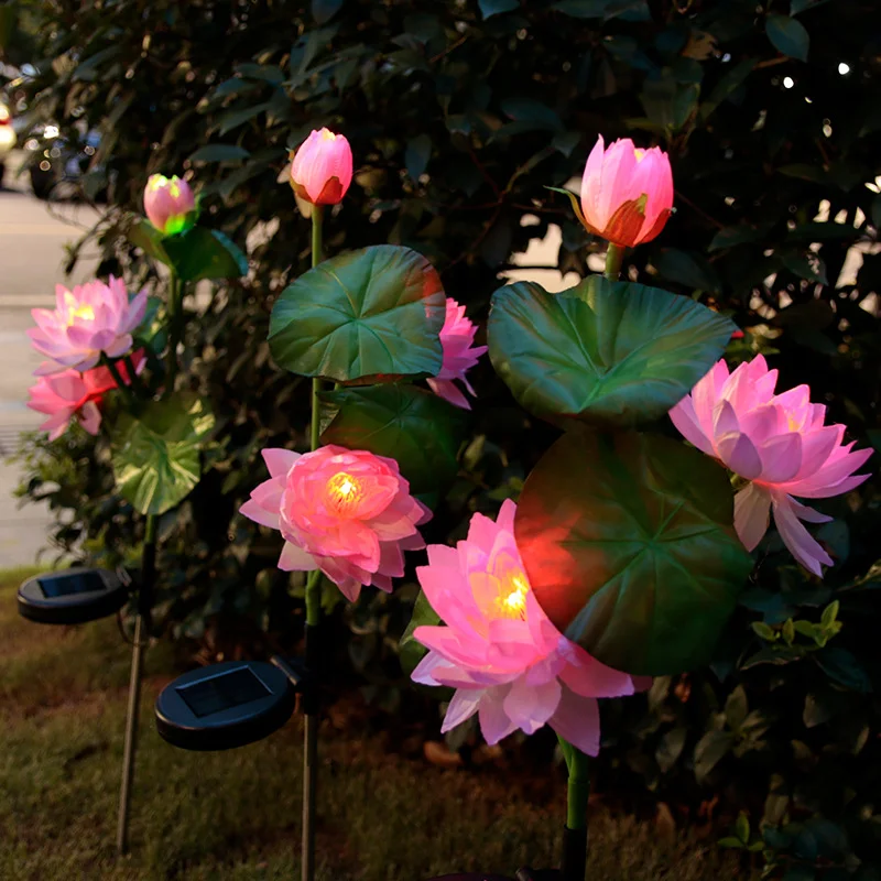 

LED Solar Lotus Light Garden Lamp Outdoor Light Garden Flower Lamp Solar Power Yard Patio Lawn Path Wedding Lights Decoration