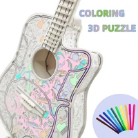 diy coloring 3d puzzle guitar and violin paper model children room handmade ornaments for kids 6 to 12 years old