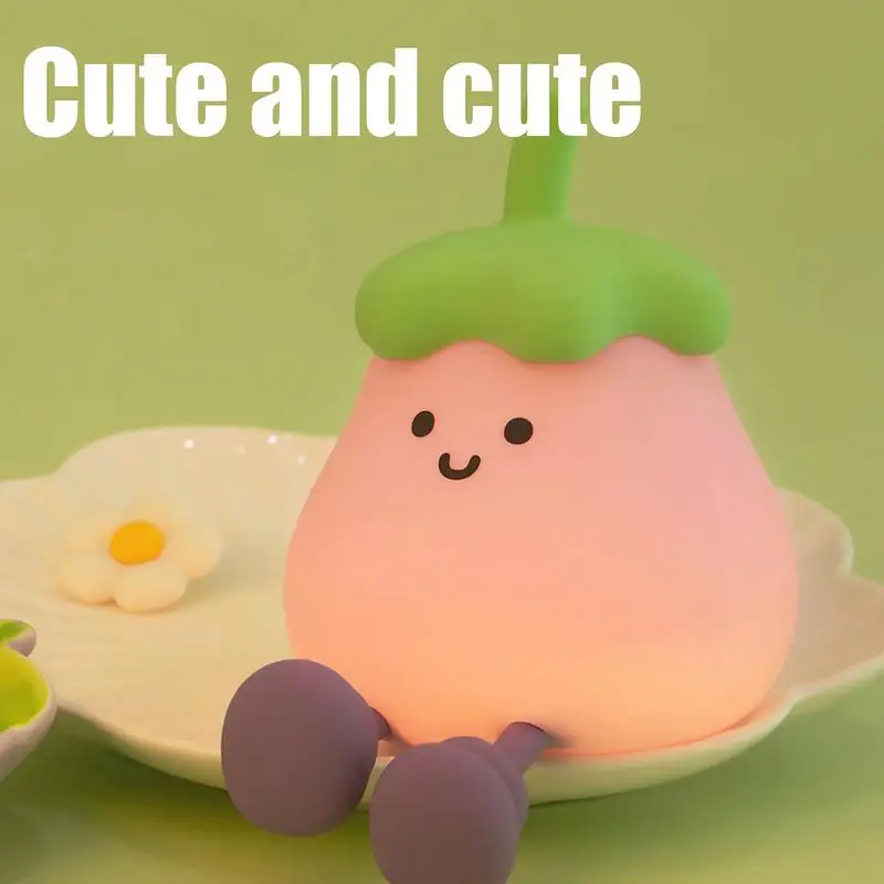 Силиконовый детский ночник перезаряжаемый светильник в форме баклажана