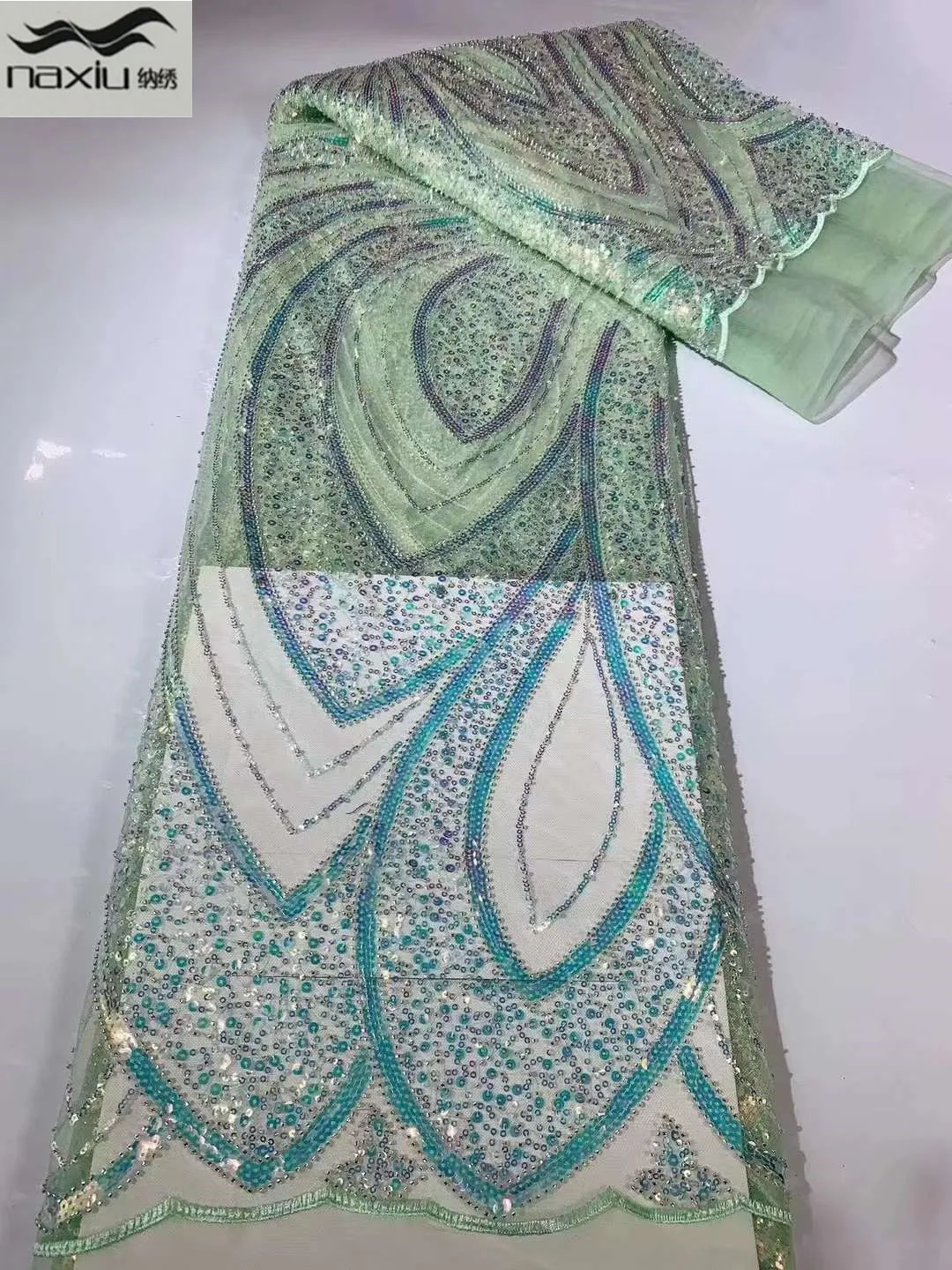 

Новейшая Роскошная элегантная 2022 африканская вышитая бисером кружевная ткань Madison, ткань для свадебного платья