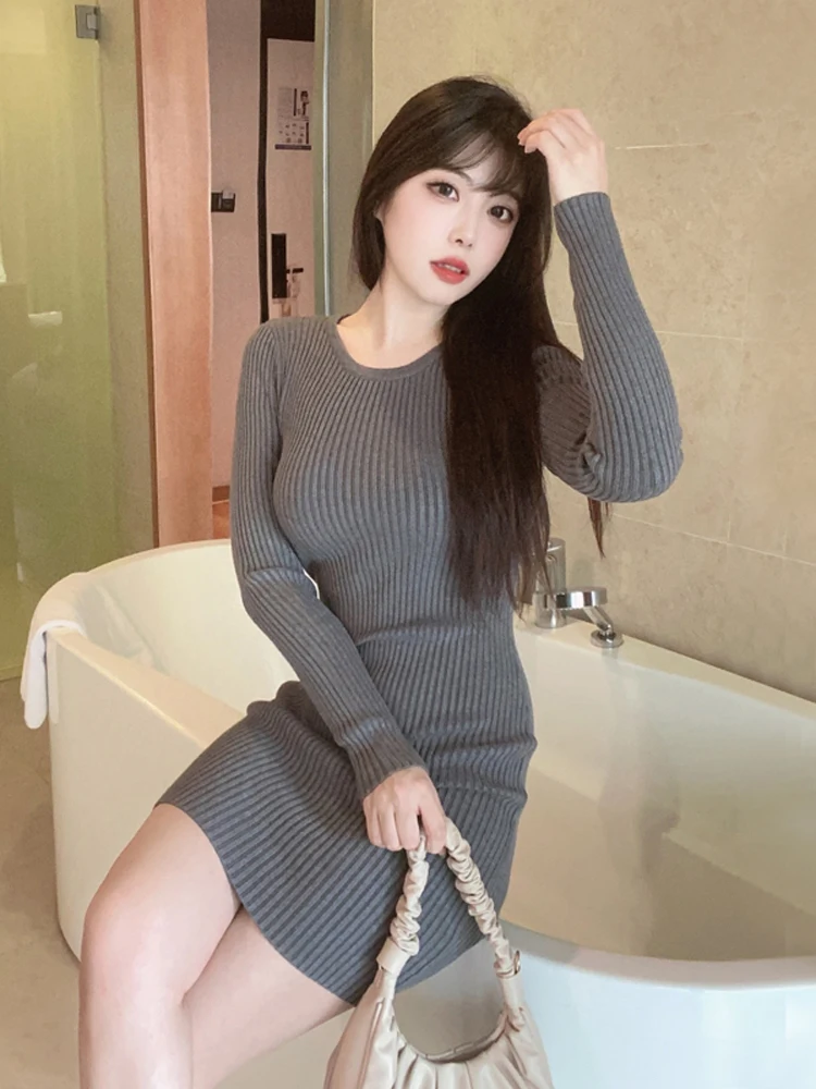 Оболочка с длинными рукавами. Нижнее платье. Высокоэластичный осенне-зимний