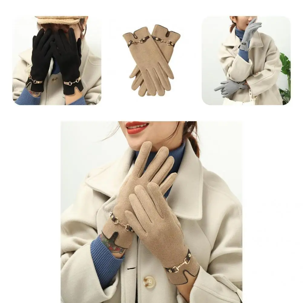 

Women Gloves Strap Cycling Gloves Buckle Thicken Fabulous Highly Warm Cycling Mittens