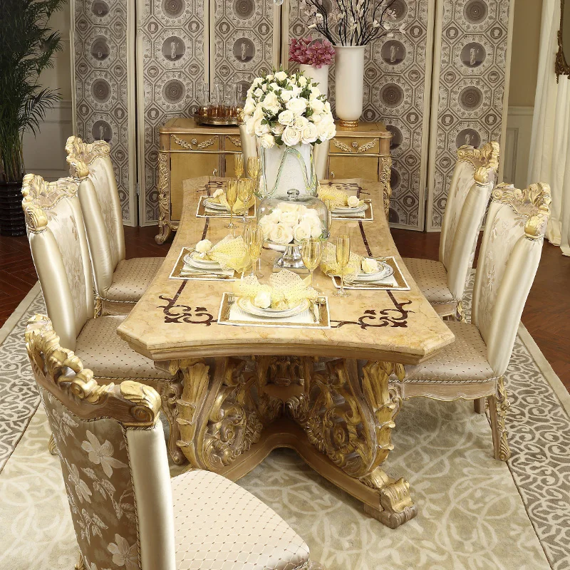 

Европейский резной цветочный стол из массива дерева, стул, французская вилла, роскошный Ресторан, стол, стул, мебель на заказ