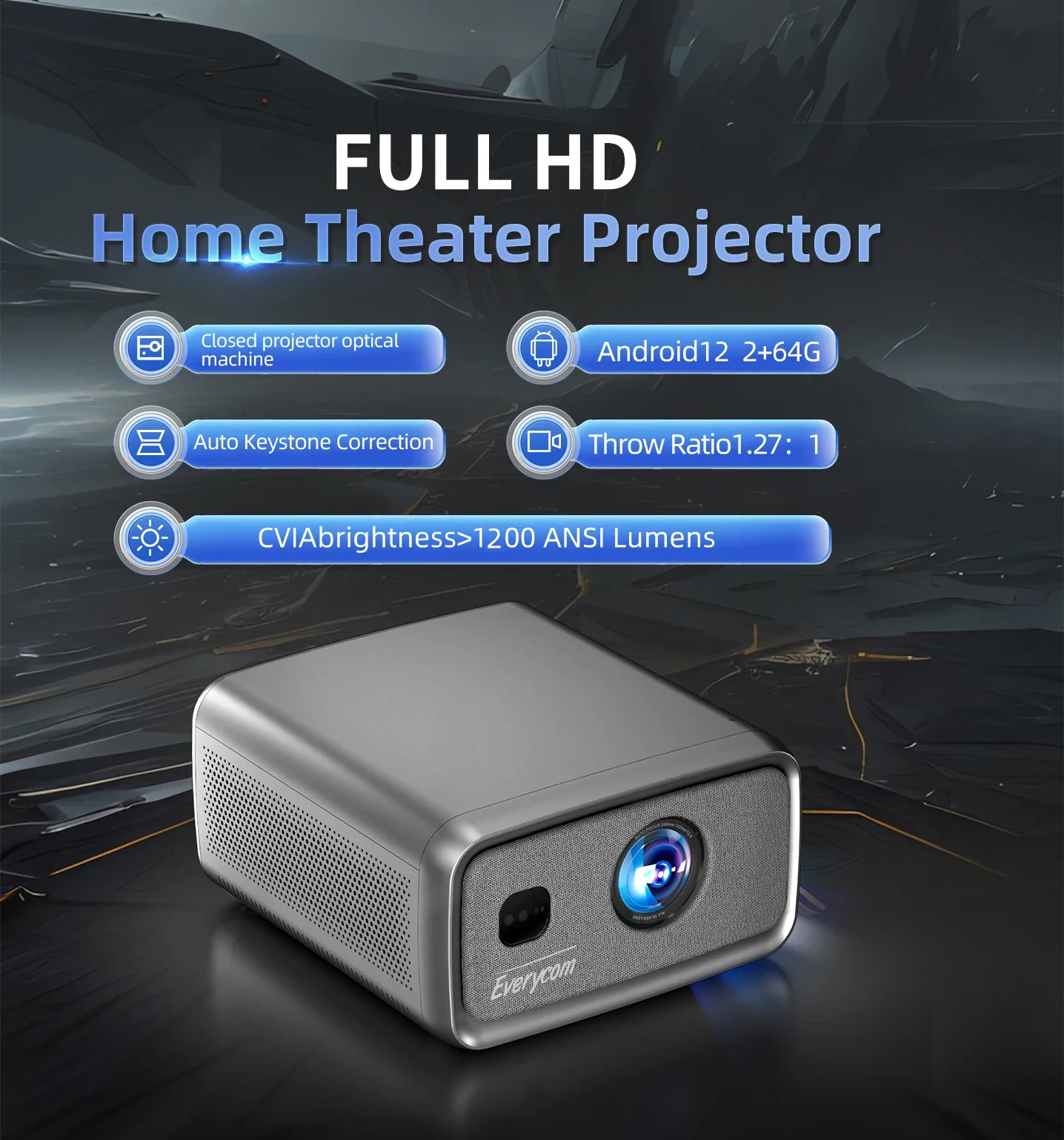 Everycom Cubelite E1 Full HD домашний кинотеатр 1800ANSI люмен светодиодный проектор 4k 1080p Android 4K