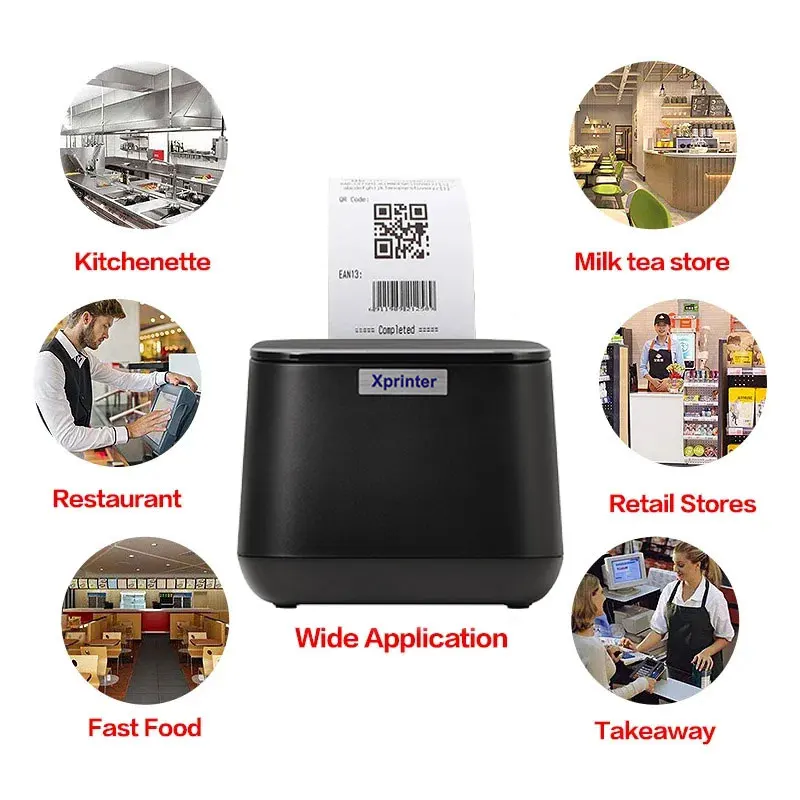 Портативный термопринтер для чеков миниатюрная печать USB Bluetooth POS-принтер с